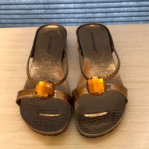 Pierre Dumas Bronzed Sandals